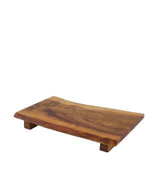 Plate rectangular acacia wood on feet 36x21x5cm FSC 100% - Natural