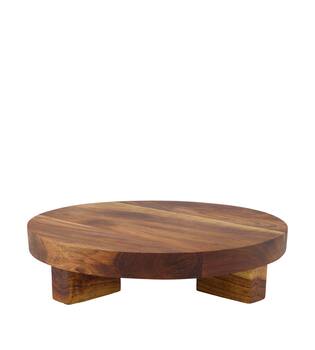Plate round acacia wood on feet 28x28x6cm FSC 100% - Natural