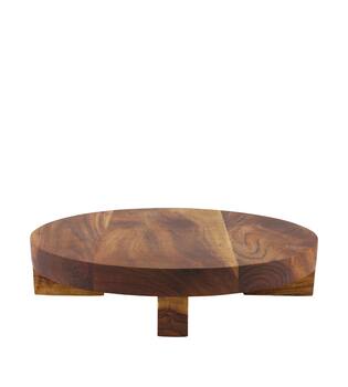 Plate round acacia wood on feet 28x28x6cm FSC 100% - Natural