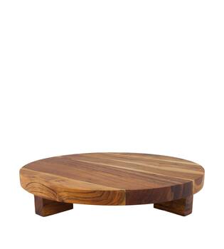 Plate round acacia wood on feet 38x38x6cm FSC 100% - Natural