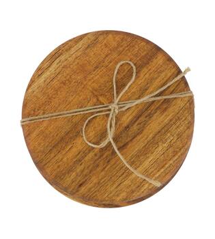Coaster round acacia wood 10x10x4cm 4pc FSC 100% - Natural