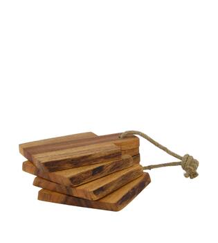 Plate rectangular acacia wood 14x10x4cm 4pc FSC 100% - Natural