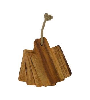 Plate rectangular acacia wood 14x10x4cm 4pc FSC 100% - Natural