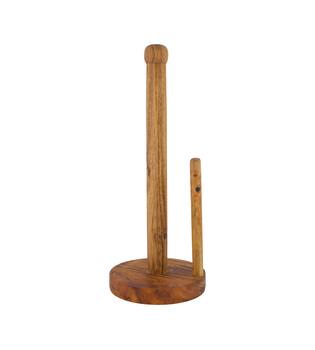 Kitchen roll holder round acacia wood 13x13x32cm FSC 100% - Natural
