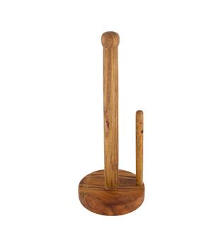 Kitchen roll holder round acacia wood 13x13x32cm FSC 100% - Natural