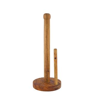 Kitchen roll holder round acacia wood 13x13x32cm FSC 100% - Natural