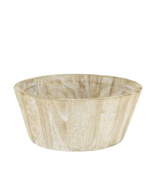 Planter round pine wood with plastic 25x25x10cm FSC 100% - Natural