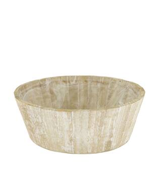Planter round pine wood with plastic 33x33x12cm FSC 100% - Natural