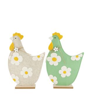 Figurine chicken felt mdf 26x6x39cm C2 FSC 100% - Green