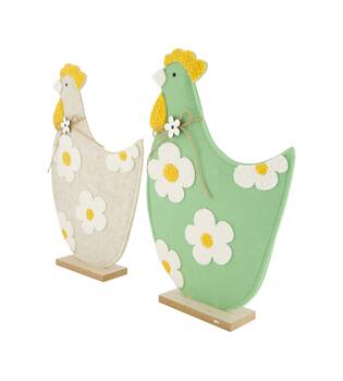 Figurine chicken felt mdf 26x6x39cm C2 FSC 100% - Green