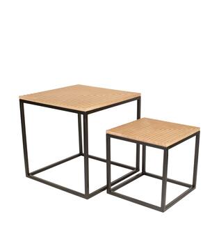 Table square metal / mdf 37x37x37cm S/2 FSC Mix 100%