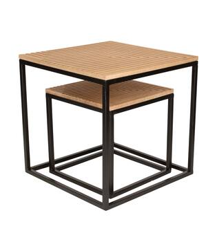 Table square metal / mdf 37x37x37cm S/2 FSC Mix 100%