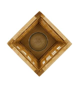 Lantern poplar wood with glass 18x18x28cm FSC 100%