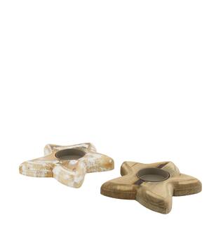 Tealight holder star poplar wood 15x15x2.5cm C/2 FSC 100%