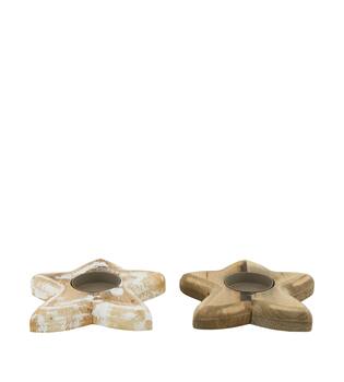 Tealight holder star poplar wood 15x15x2.5cm C/2 FSC 100%