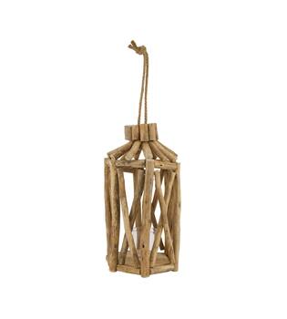 Lantern poplar wood with glass 18x18x38cm FSC 100%