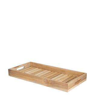 Tray rectangular teak wood with handle 58x28x6cm FSC 100%