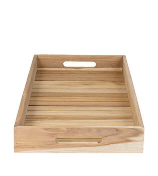 Tray rectangular teak wood with handle 58x28x6cm FSC 100%