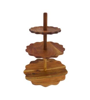 Etagiere round acacia wood 38x38x58cm KD FSC 100% - Natural