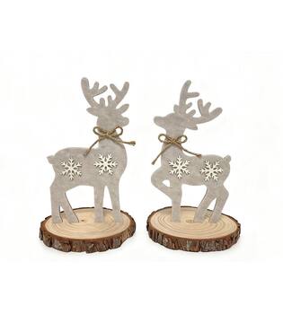 Figurine reindeer pine wood 11.7x11.7x19cm A2 FSC 100% - Grey