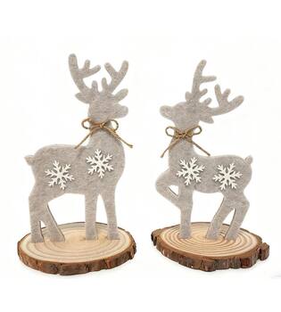 Figurine reindeer pine wood 17x17x27.5cm A2 FSC 100% - Grey