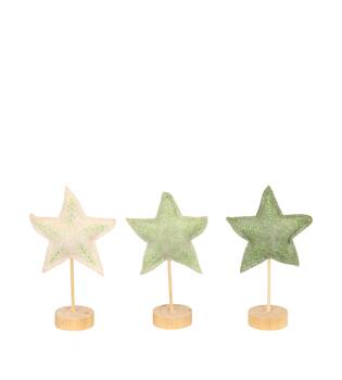 Figurine star felt pine wood on stand 15x6x22cm C3 FSC 100% - Green