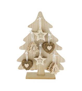 Hanger heart  star  tree felt in display mdf 5.5x6.5x6cm A3 FSC Mix 100% - Brown