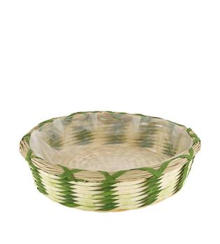Planter round poplar chip wood with plastic 38x38x10cm FSC 100%