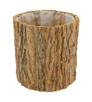 Planter round poplar wood with plastic 27x27x27cm FSC 100%
