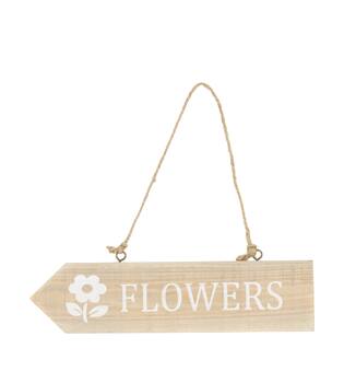 Sign flowers poplar wood with hanger 28x1.5x7cm FSC Recycled 100%