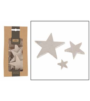 CASAYA Holz Stern Mix, 15 St 2,5-8 cm weiss-gewischt